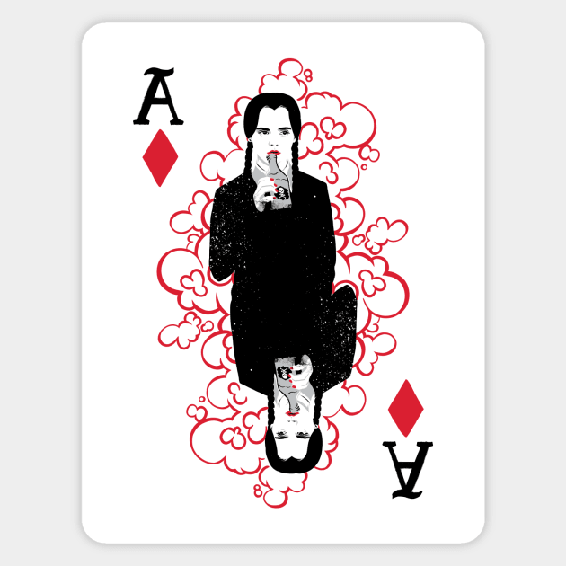 Addams Playing Card - Wednesday Sticker by polliadesign